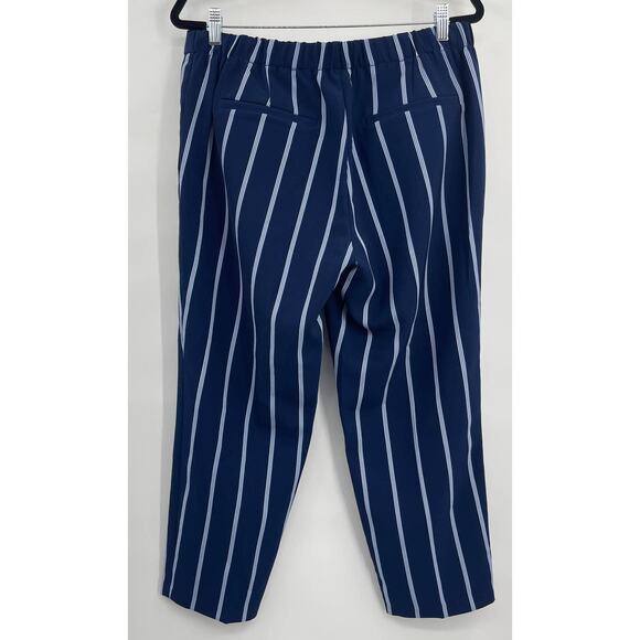 Old Navy Womens High Rise Straight Leg Pant Flat Front Blue White Stripes Sz 12 - Picture 2 of 6